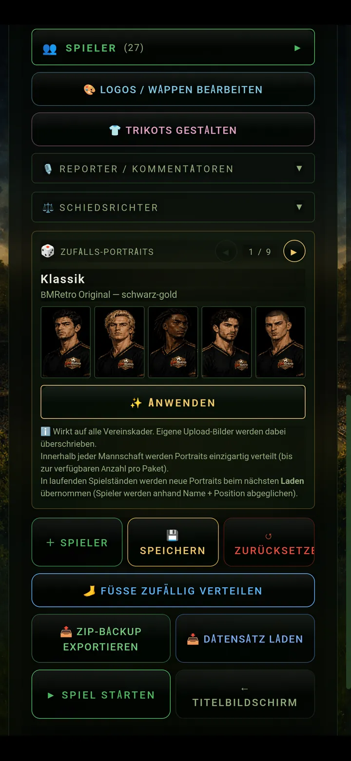 Editor für Spieler, Wappen, Trikots und Portraits