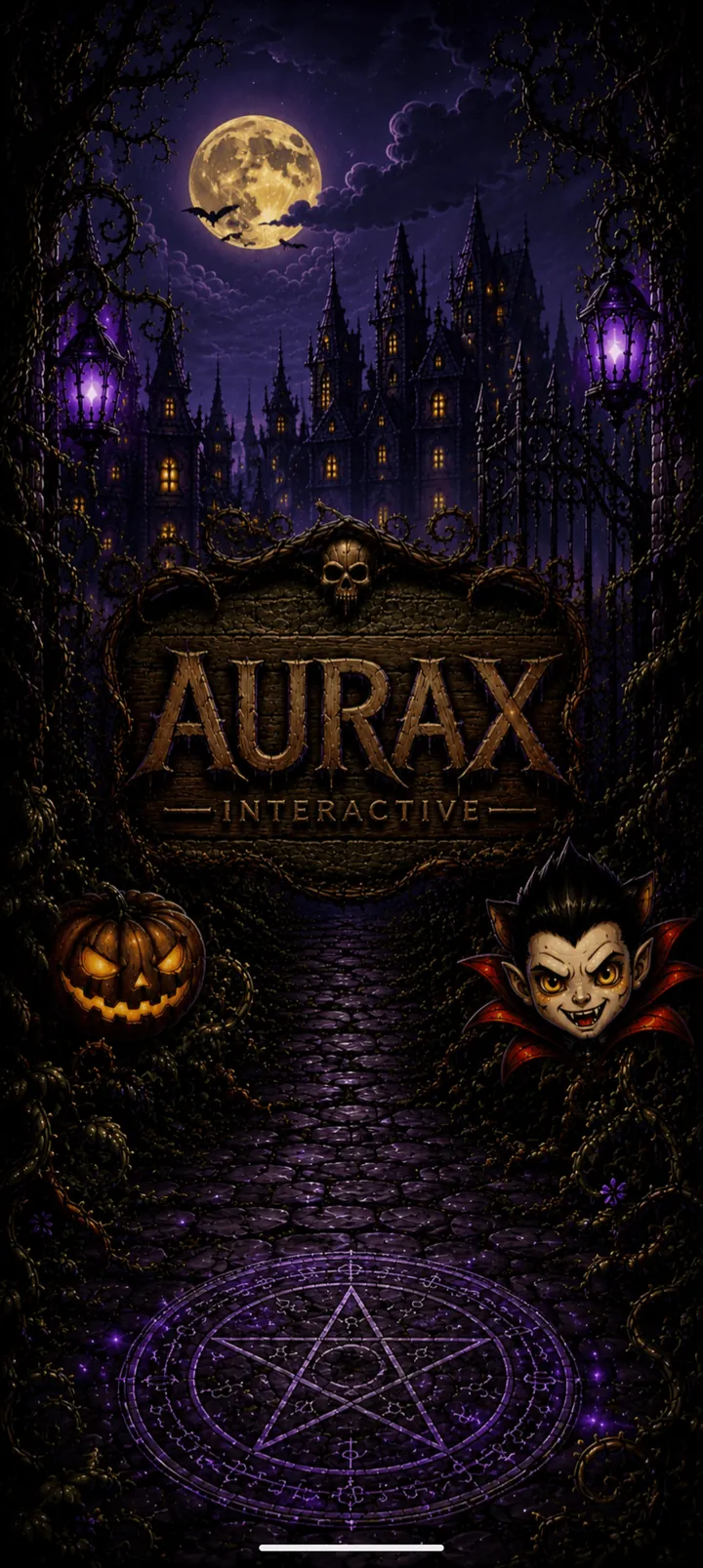 Startbildschirm mit dem AURAX-Interactive-Schriftzug